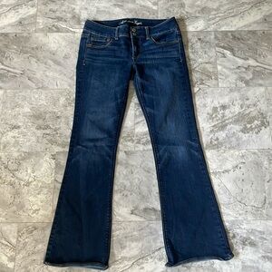 AE American Eagle artist kick boot denim flare dark wash 8